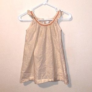 5Y gold fluttery girls top with embroidered neck